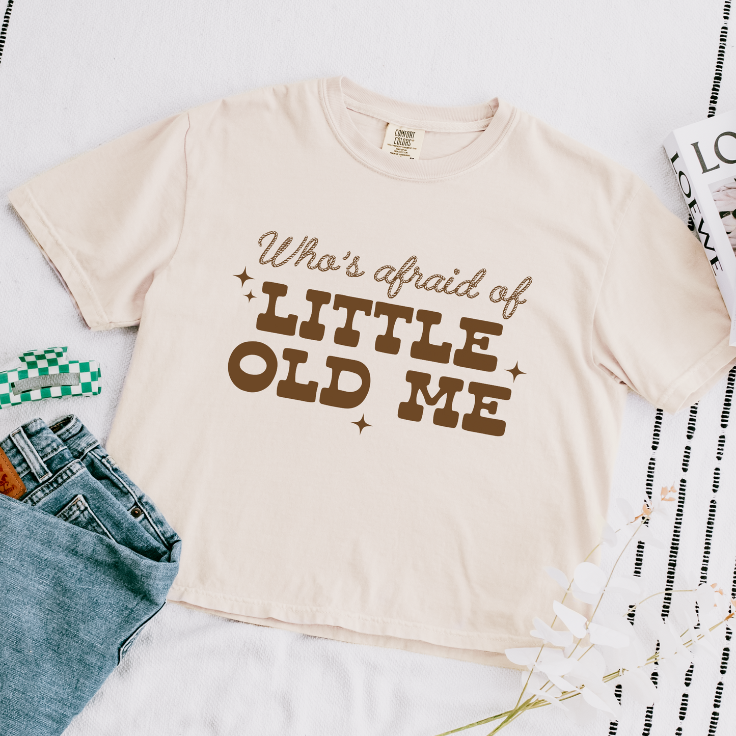 Who's Afraid of Little Old Me Crop Tee (Brown Ink)