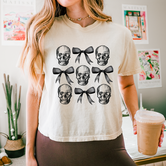 Skulls and Bows Crop Tee