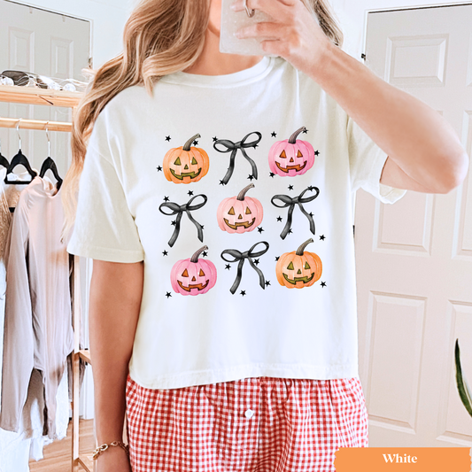 Pumpkins and Bows Crop Tee